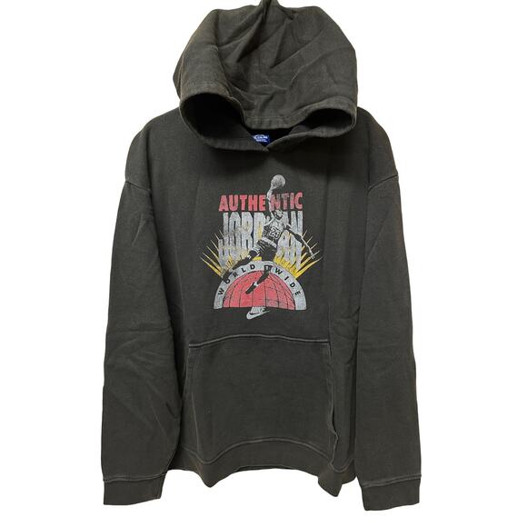Authentic Jordan World Wide Nike Air Hoodie Hooded Sweatshirt Black Sz XXL